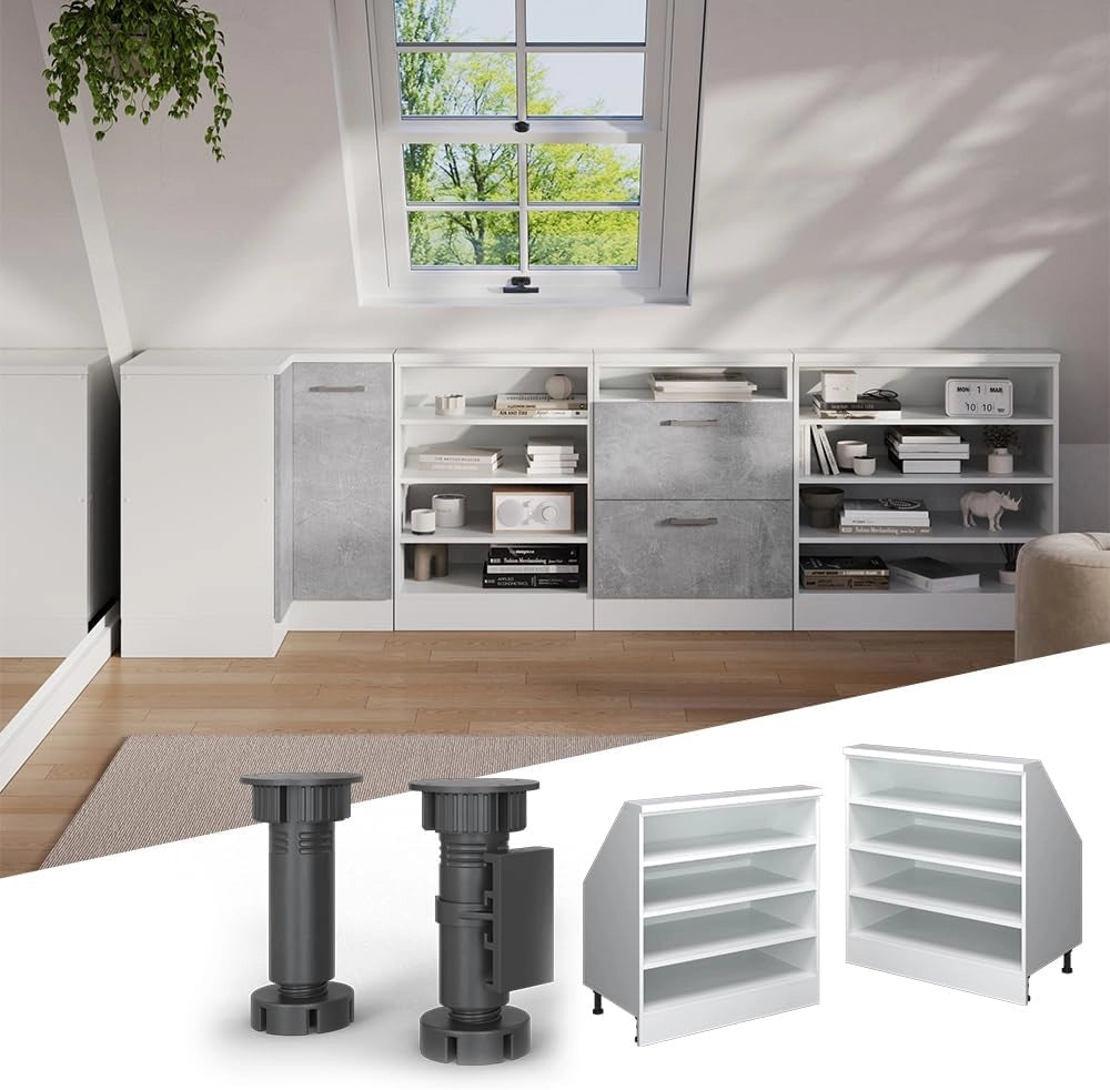 Mobile sottotetto Rion, Bianco, 80 x 81.6 cm con 4 scomparti, adatto per il salvaspazio sotto tetti spioventi