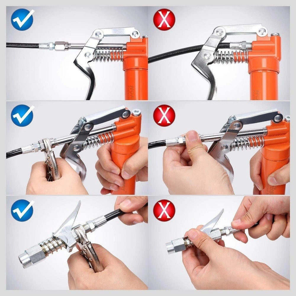 Trade Shop - Ingrassatore Manuale A Siringa Grasso Pistola Ingrassaggio Con 4 Accessori 97353 -