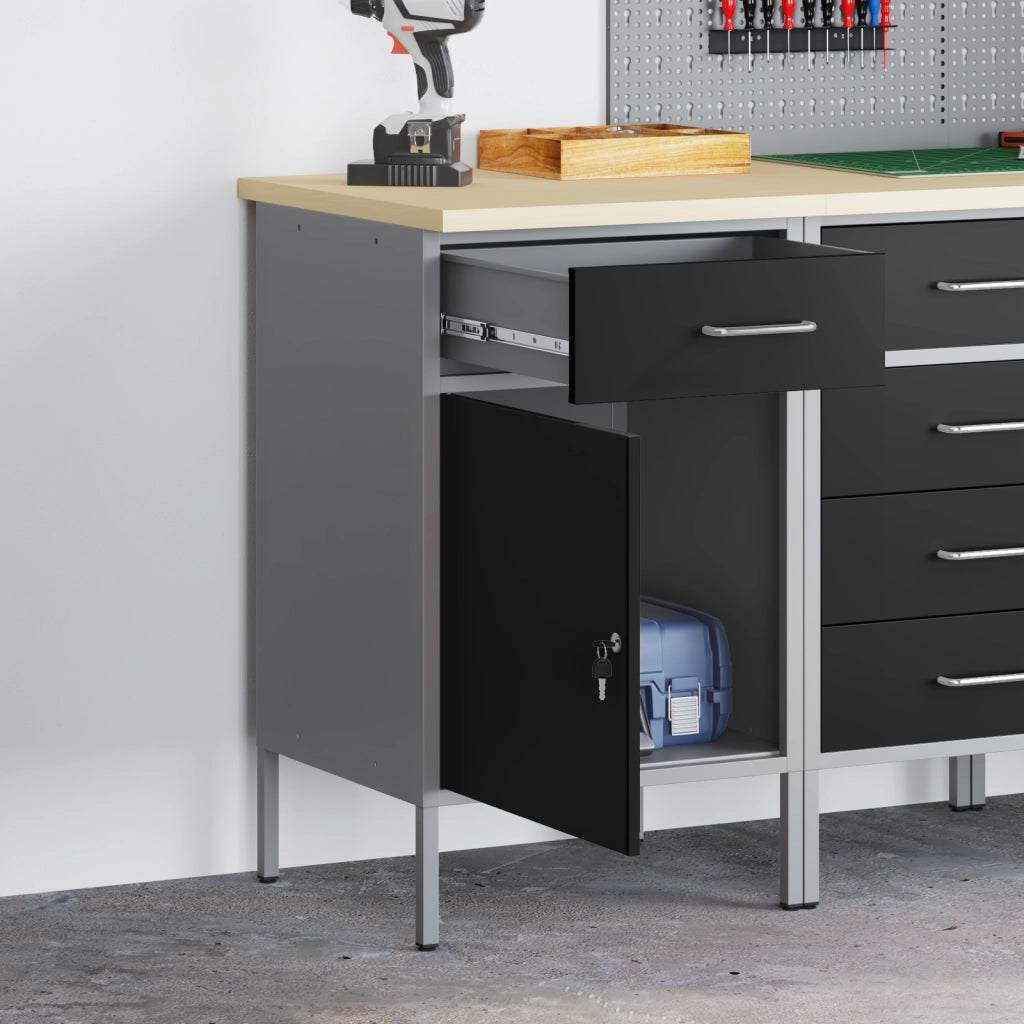 Armadio da lavoro Nero 50x55x84 cm Acciaio