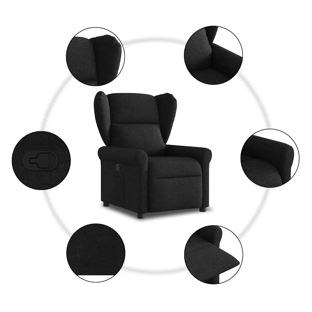 Divano Sedia-Poltrona Reclinabile in Tessuto Nero 468030