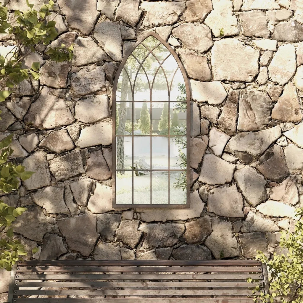 Specchio da Giardino-Specchio Decorativo-Specchio Esterno Sabbia 100x45 cm in Ferro per Uso Esterno 578542