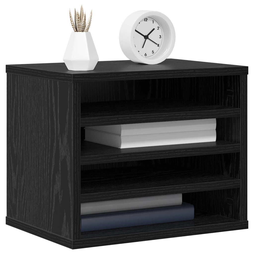 Organizzatore da Scrivania Rovere Nero 36x26x29.5 cm Legno Ingegnerizzato