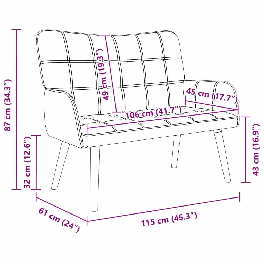 Sofa a Due Posti Blu 115 x 61 x 87 cm Tessuto