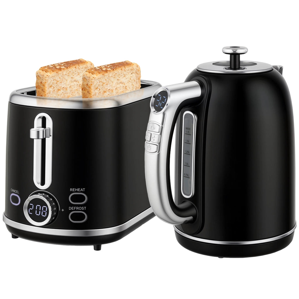 Bollitore e Tostapane ¨C Zephmum ¨C Inox 1.7L 2200W Tostapane 2 Fette Nero