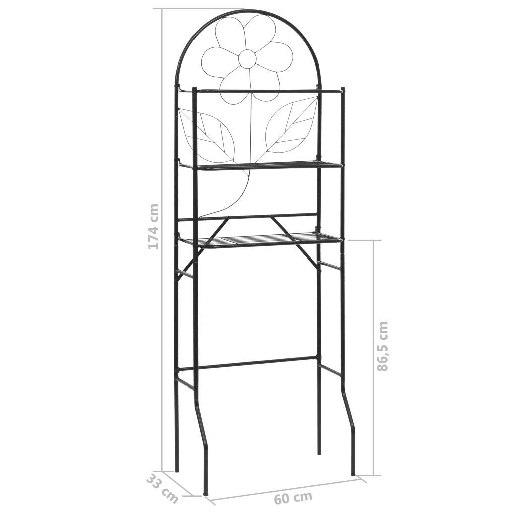 Scaffale da Bagno Nero 60x33x174 cm CFW3541883