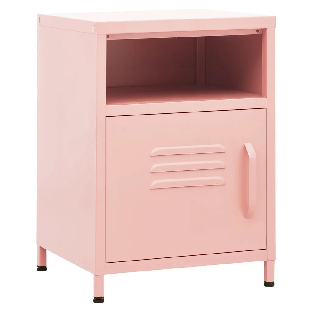 Comodino | Armadio da Notte | Mobiletto da notte Rosa 35x35x51 cm in Acciaio
