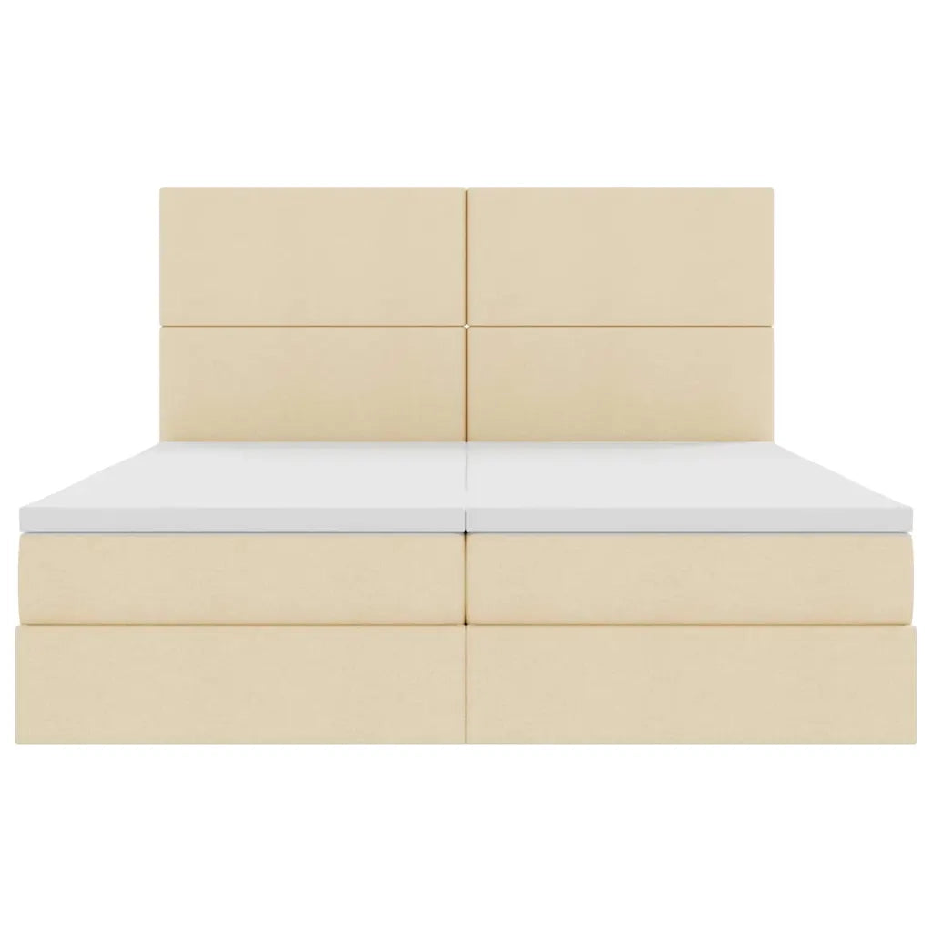 Letto con Contenitore con testiera Crema 200 x 200 cm Tessuto