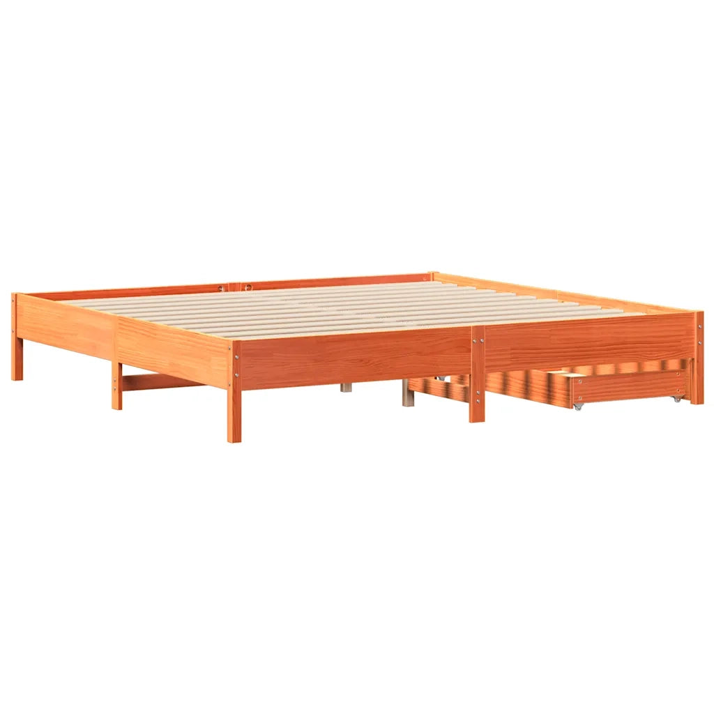 Letto matrimoniale | Letto per adulti | Letto senza Materasso Marrone Cera 180x200 cm in Legno di Pino