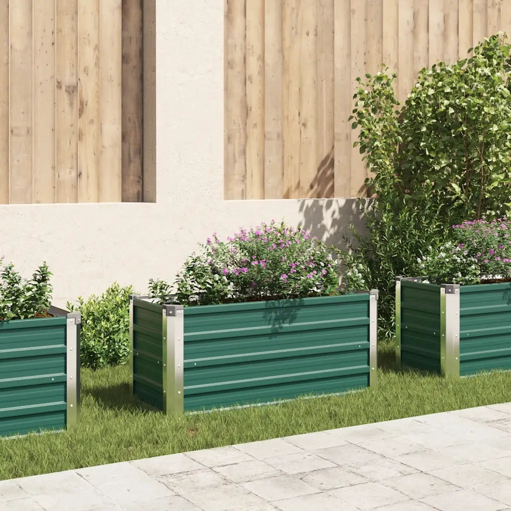Fioriere | Cassetta per fiori | Letto Rialzato Giardino in Acciaio Zincato 100x40x45 cm Verde
