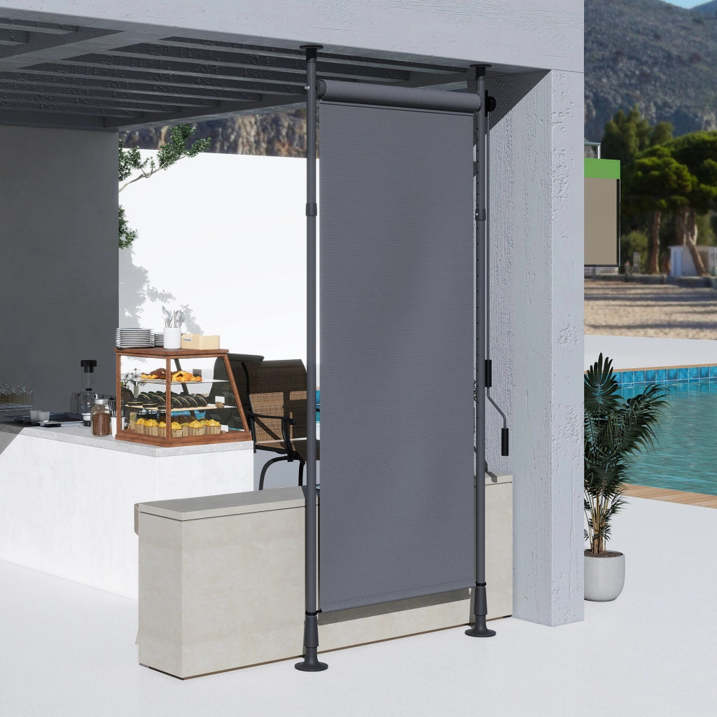 Tenda da sole esterna regolabile ¨C zephmum ¨C alluminio 120x220-310cm grigio scuro