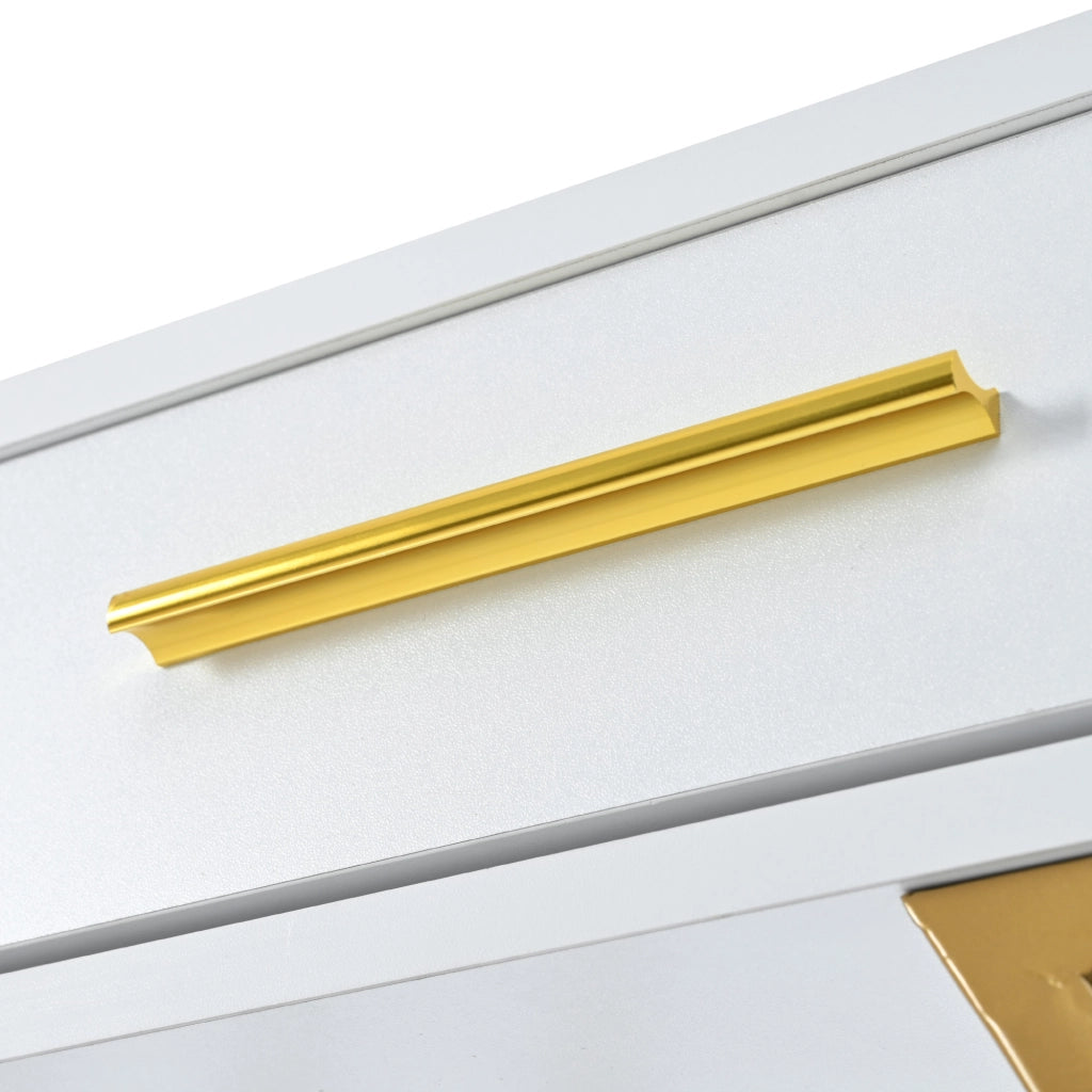 OKWISH Consolle da Ingresso con 1 Cassetto e Piedini Regolabili, Piano in MDF e Struttura in Metallo, Bianca