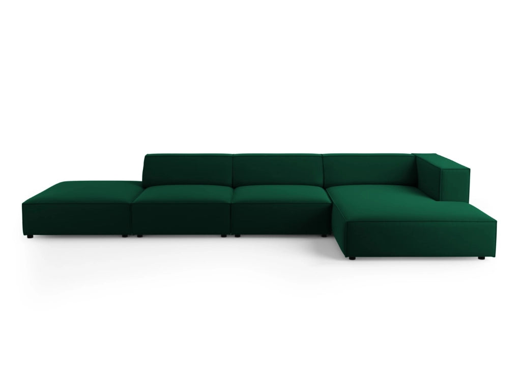 Cosmopolitan Design - Divano angolare destro "Arendal" 5 posti in velluto verde bottiglia 