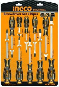 Set 10 cacciaviti croce-taglio ingco