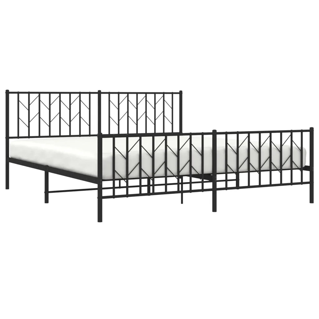 Giroletto con Testiera e Pediera Metallo Nero 183x213 cm 374460