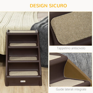 Scaletta per Cani Pieghevole con 4 Gradini Antiscivolo 62x38x49,5 cm in PP Marrone