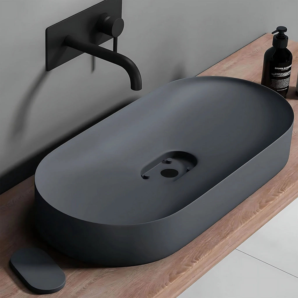 Lavabo In Conglomerato Iris 71 Cm Grey Matt