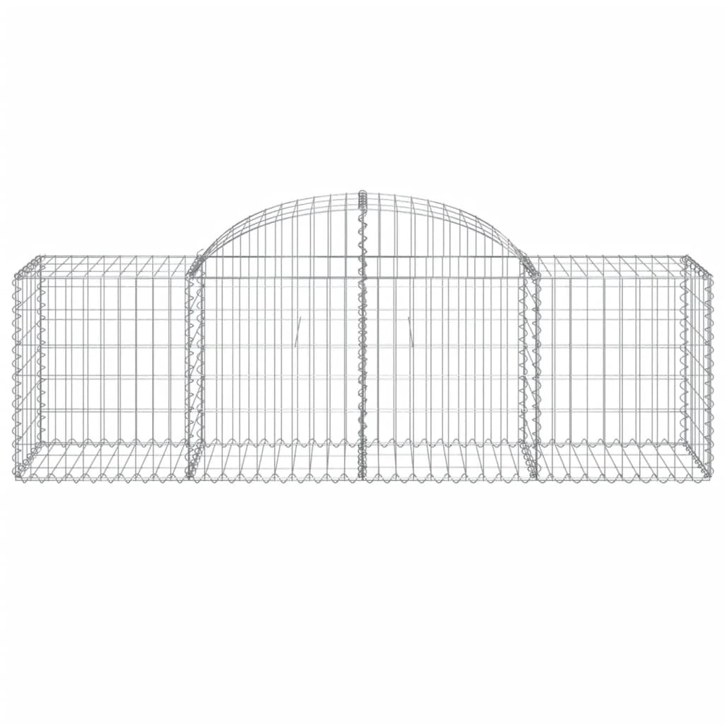 Cestini gabbioni recinzione a gabbia muro di contenimento ad arco 1 set da 2 200 x 50 x 60/80 cm ferro zincato argento 02_0040540