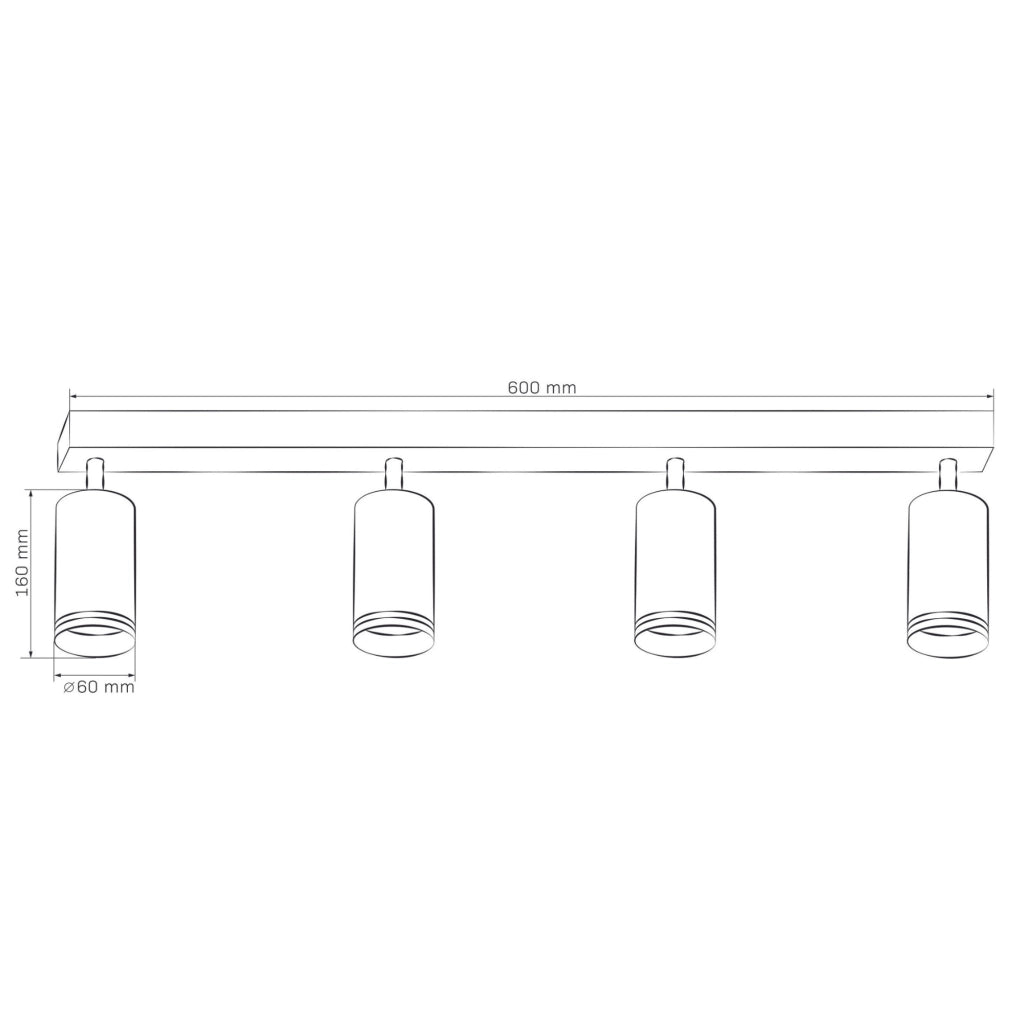 Faretto barra soffitto 4xGU10 nero alluminio Polux PARIS