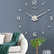Decorazione per Parete 3D con Orologio da Parete DIY per Ufficio Camera da Letto Camera Decorazione per la Casa Articoli (Argento)