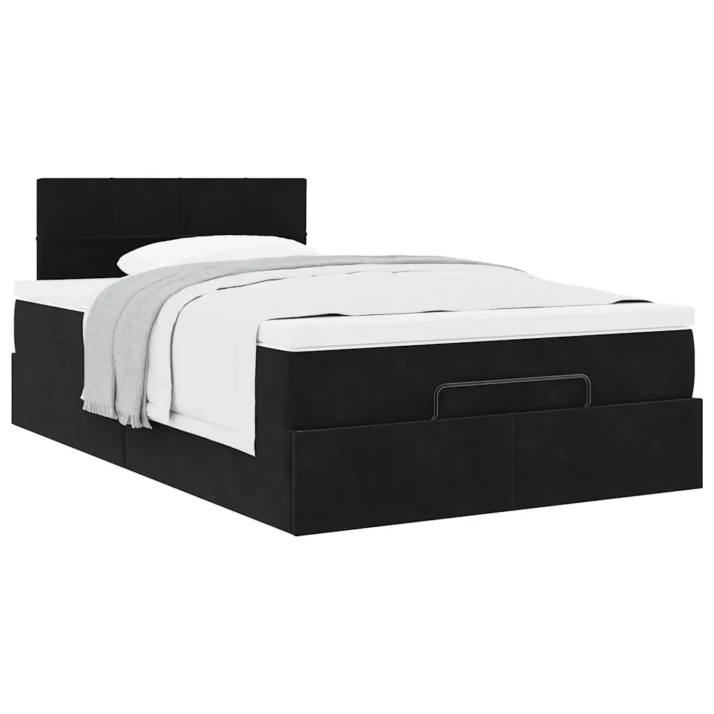 Struttura Letto Pouf con Materasso Nero 120x200 cm Velluto 3311767