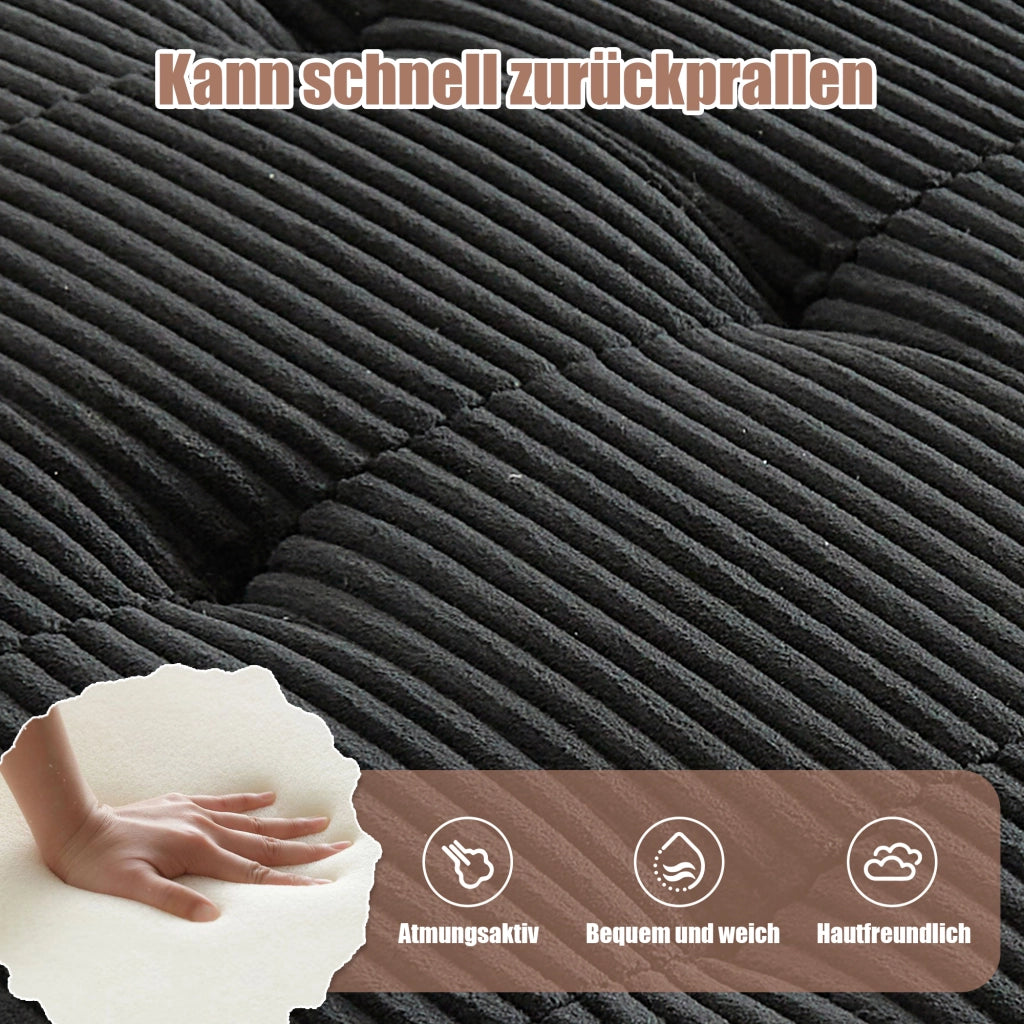 OKWISH Divano Modulare 6 Posti, Configurazione a U o L e Funzione Letto, Tasche Laterali, Velluto a Coste, Nero