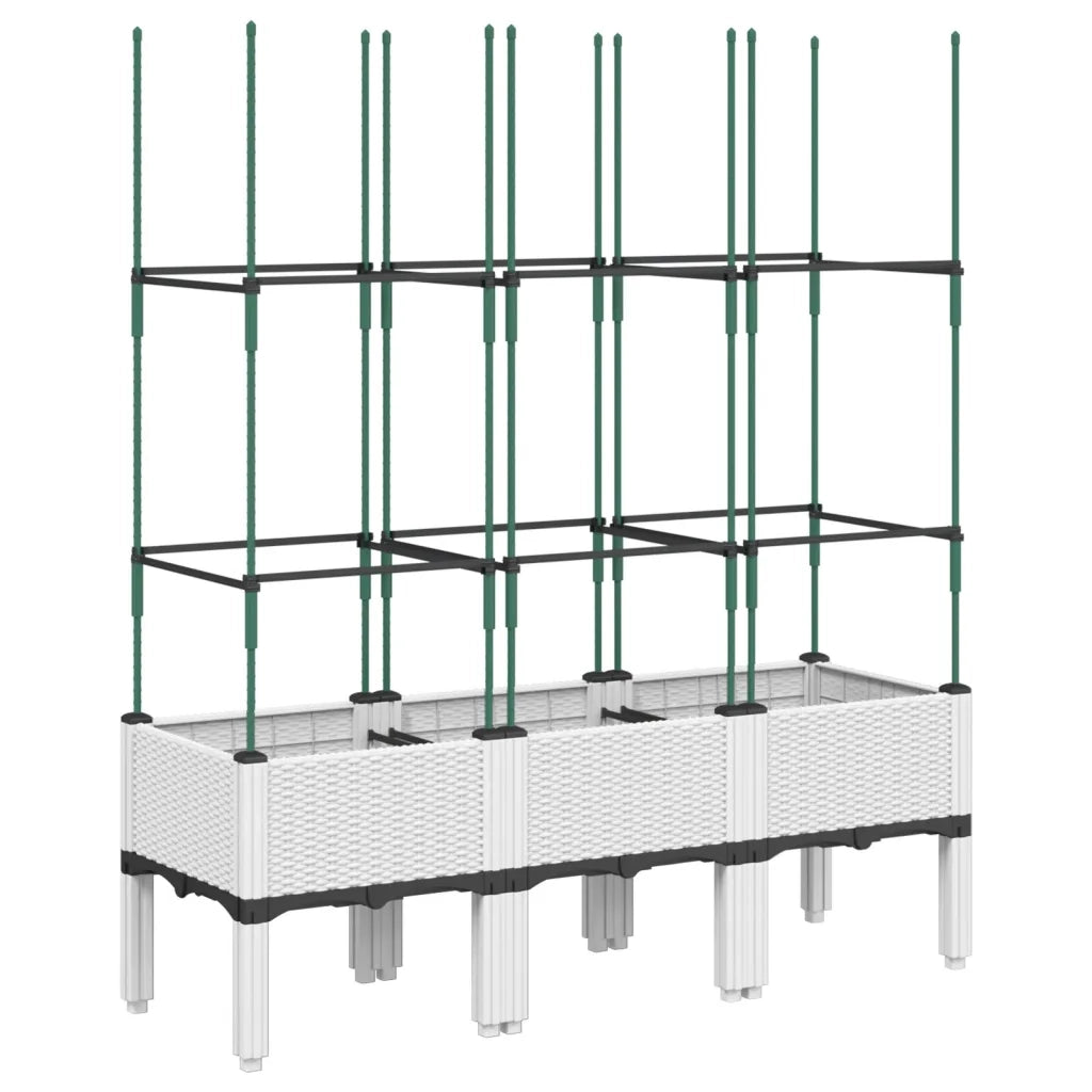 Fioriera da Giardino con Graticcio-Vaso da Esterno-Fioriera con Griglia Bianco 120x40x142,5 cm PP