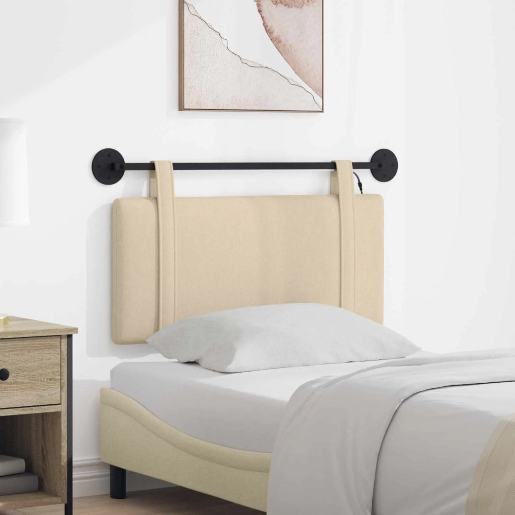 Testiera sospesa Con luce LED Crema Tessuto