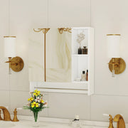 SPECCHIERA DA BAGNO A PARETE Con specchio e ripiani  bianco MDF