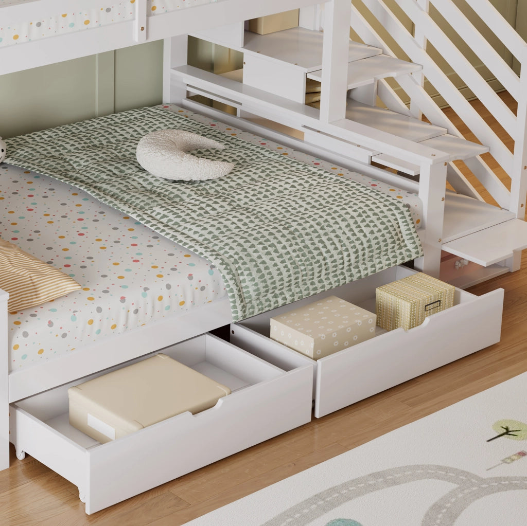 Letto a castello per bambini bianco 90x200 e 140x200 cm