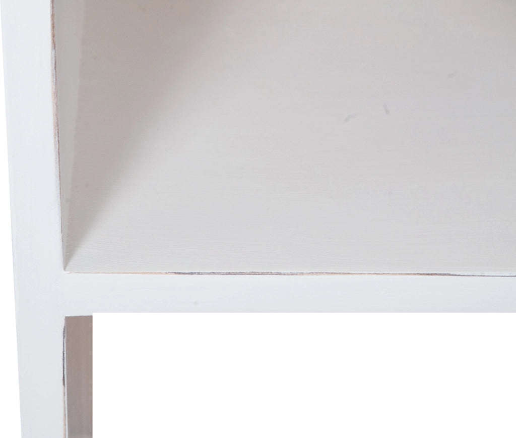 Biscottini Libreria in legno massello di tiglio finitura bianca anticata L121xPR36xH200 cm. Made in Italy