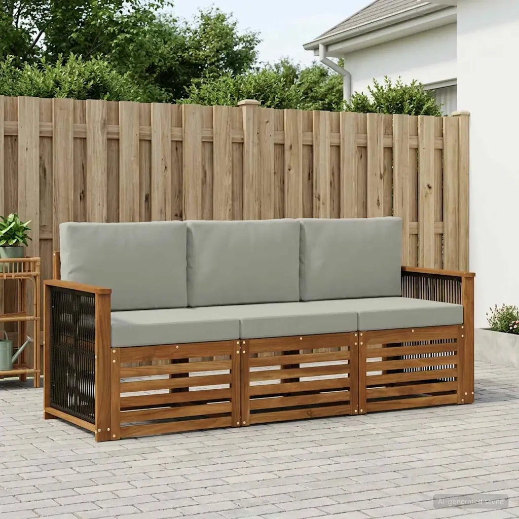 Set divani con cuscino 3 pcs Legno di Acacia Massello 3383962