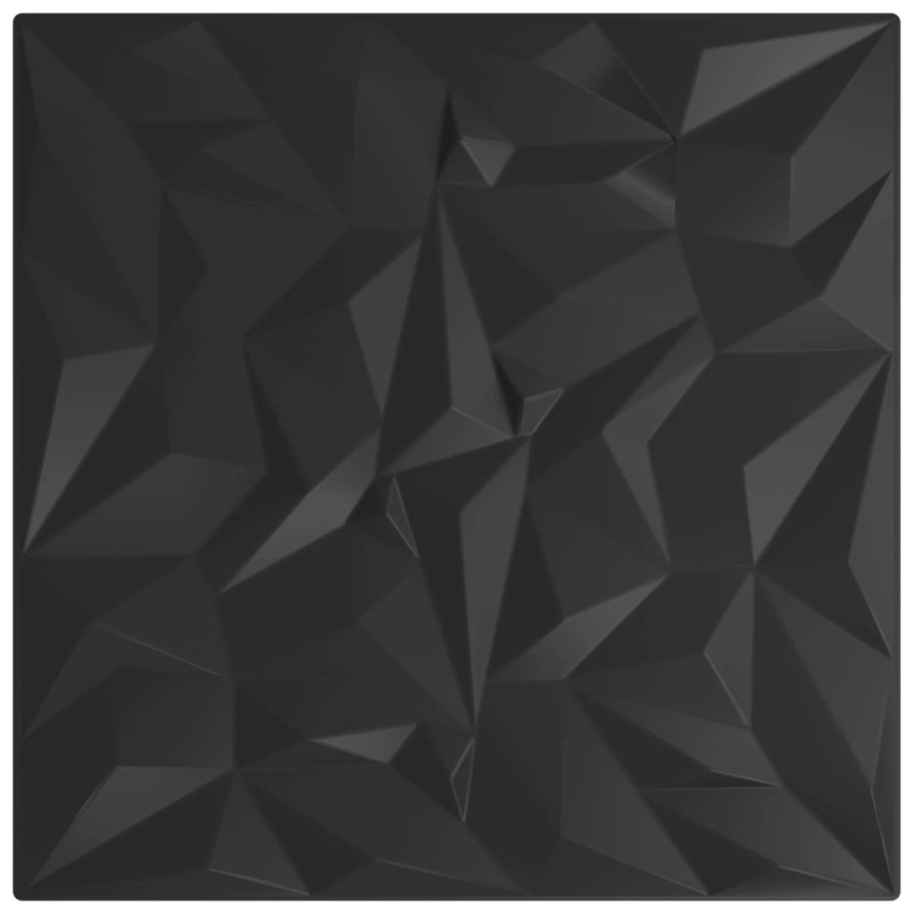 Pannelli da parete 12 pz 50 x 50 cm Nero Schiuma XPS 42046053