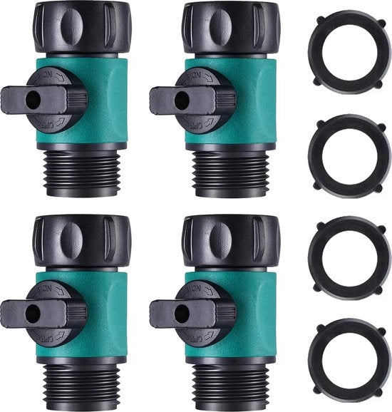 Mini valvola a sfera, 3/4 pollici tubo interno/tubo esterno, connettori per tubi idraulici, valvola a sfera di chiusura, adattatore per tubi idraulici, 4 pezzi