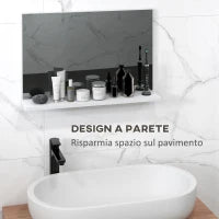 kleankin Specchio Bagno da Parete con Mensola Design Moderno e Multiuso, 60x12x40 cm, Bianco