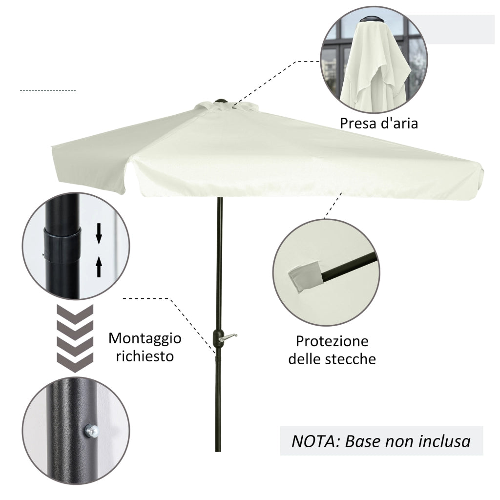 Ombrellone Semicircolare per Parete da Terrazza e Giardino con Manovella, 2.5x2.3 m, Crema