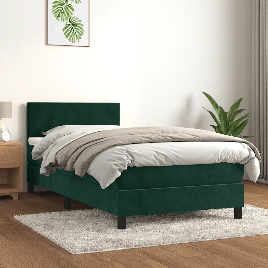 Giroletto a Molle con Materasso Verde Scuro 90x200 cm Velluto 3141164