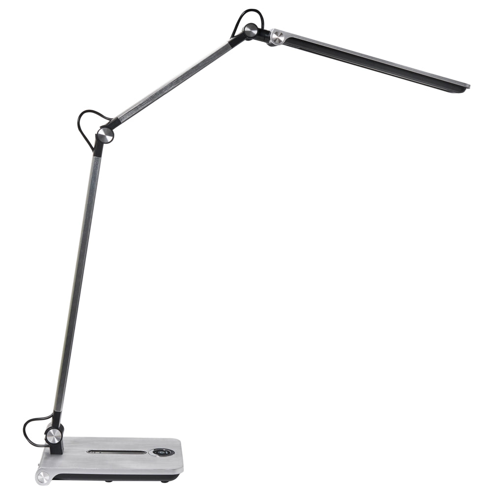 Lampada da tavolo LED per ufficio domestico con braccio regolabile e orientabile dimmer a 5 livelli e timer argento