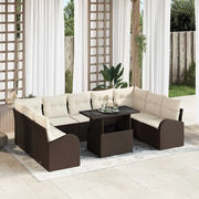 Set Divano da Giardino con cuscino 10 pcs Marrone Poly Rattan 3357441