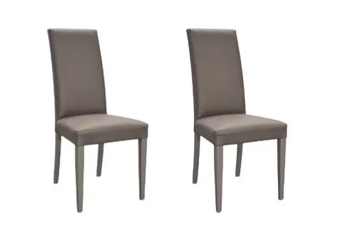 Set 2 sedie moderne legno ecopelle imbottita tortora - Mobili 2G