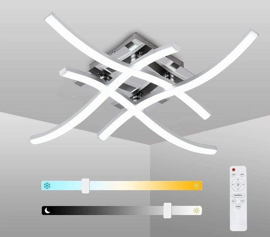Lampada da soffitto a incastro con design curvo moderno - regolabile - 1 pezzo - argento - base metallica