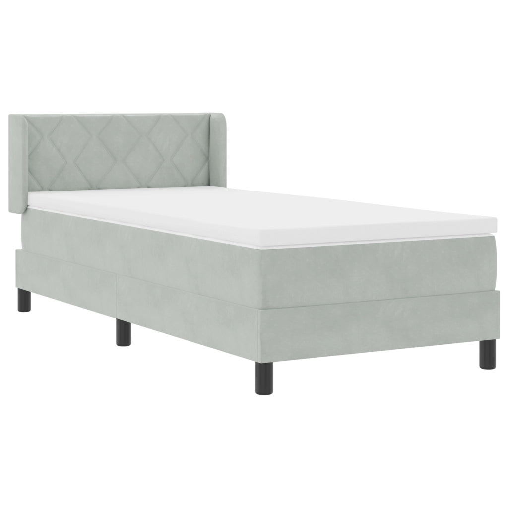 letto a molle  con materasso grigio chiaro 90x190 cm in velluto
