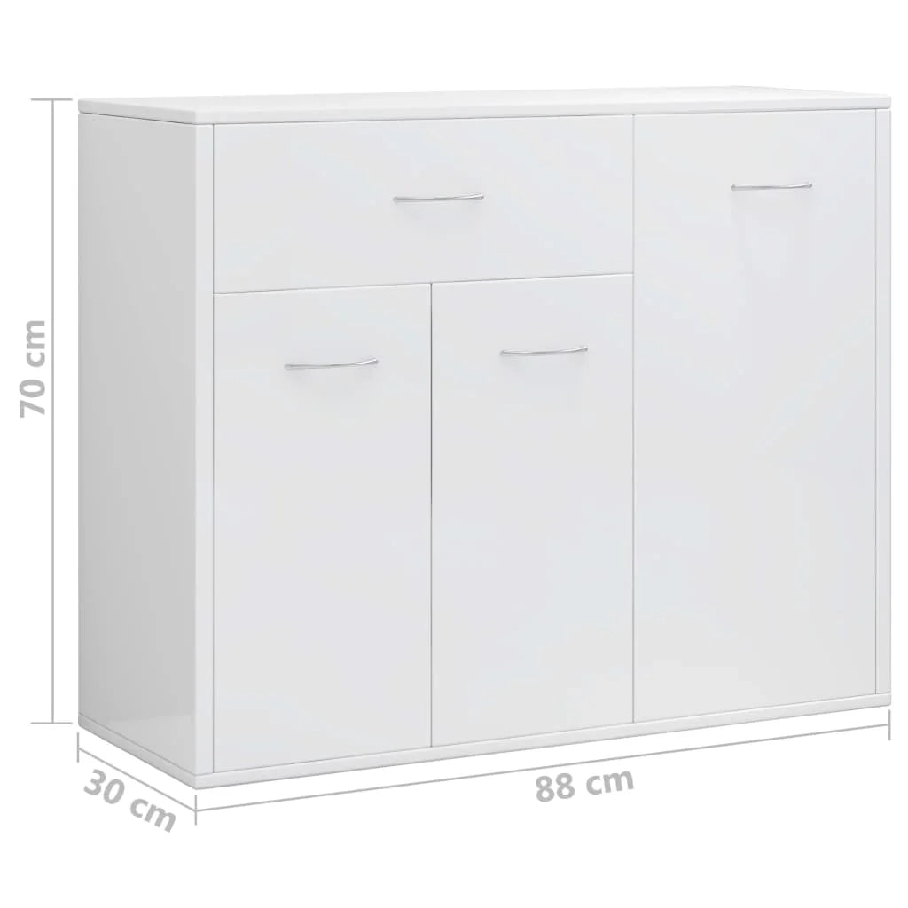 Buffet credenza cassettiera mobiletto mobile contenitore organizer cucina soggiorno lucido 88 x 30 x 70 cm legno ingegnerizzato bianco 02_0030777