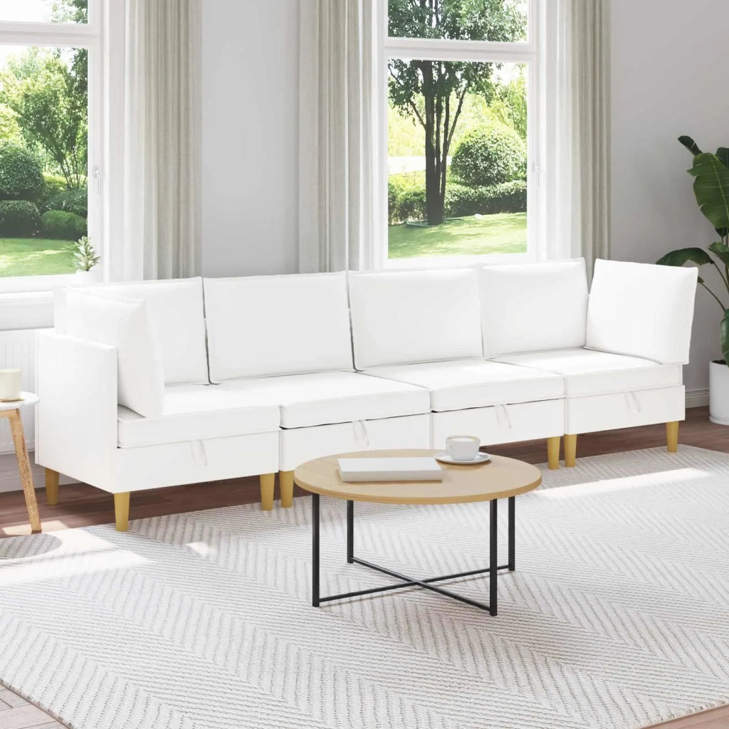 Set di divani modulari con spazio di archiviazione 4 pcs Bianco