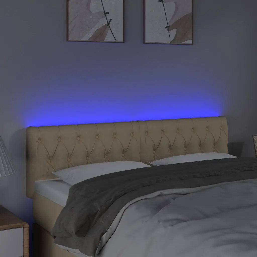 Testiera a LED Crema 160x7x78/88 cm in Tessuto 3121959