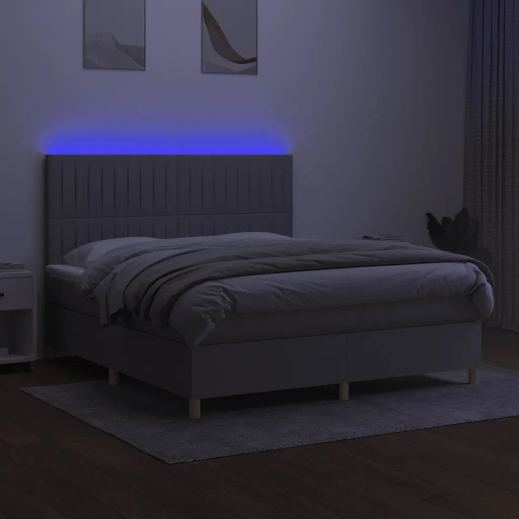 Letto a Molle Materasso e LED Grigio Chiaro 180x200 cm Tessuto 3135613
