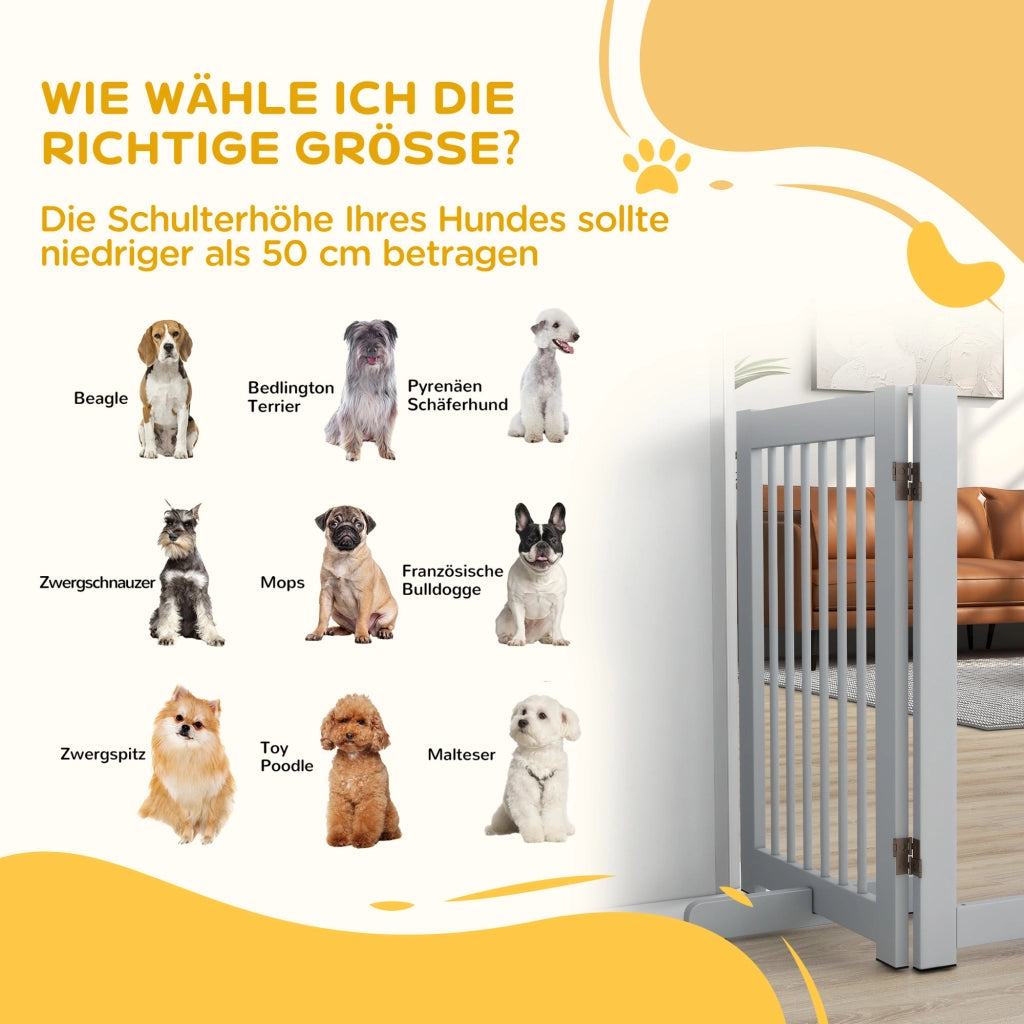 Cancello per Cani ¨C zephmum ¨C Legno di Pino 204x36x75 cm Grigio Chiaro