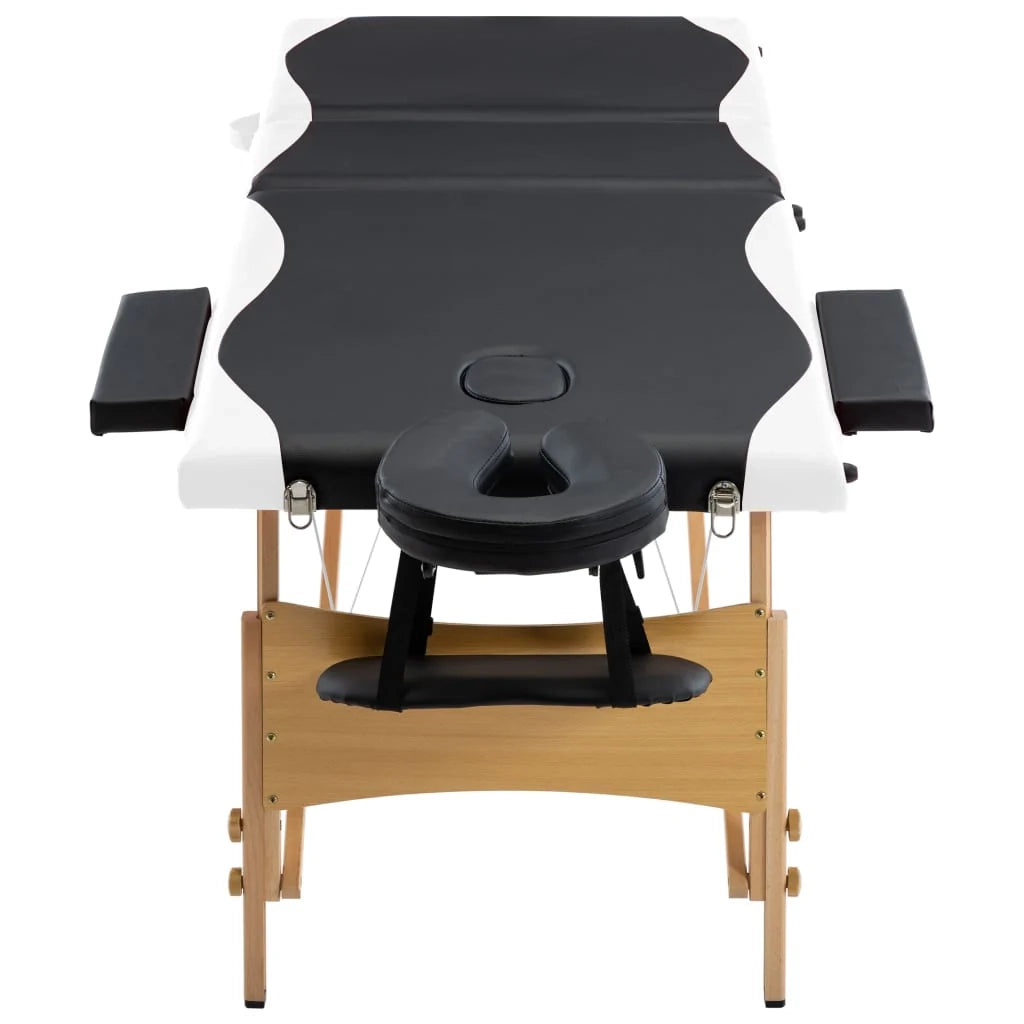 Lettino da massaggio pieghevole 3 sezioni legno bianco e nero 02_0001833