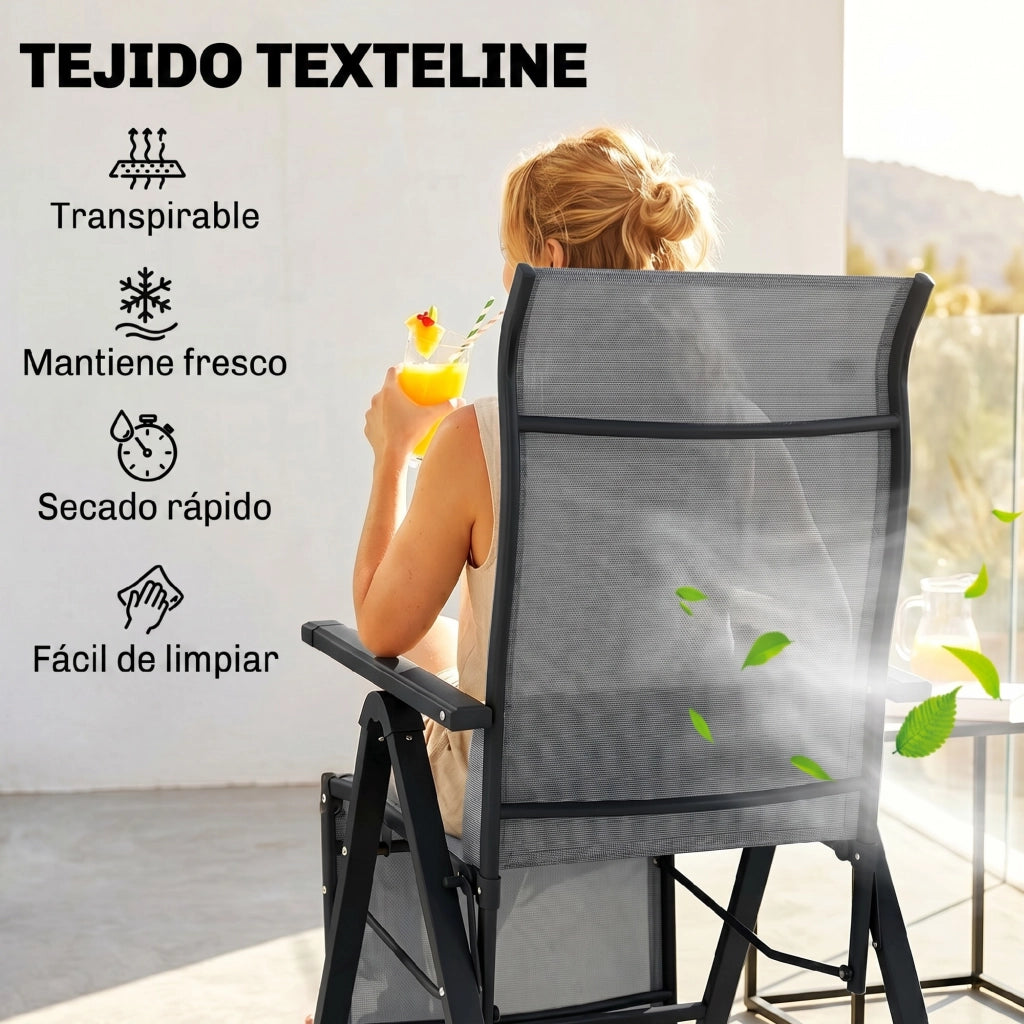 Sedia Reclinabile Pieghevole da Giardino con Cuscino Lomboare ¨C zephmum ¨C Grigio 70x65x111 cm