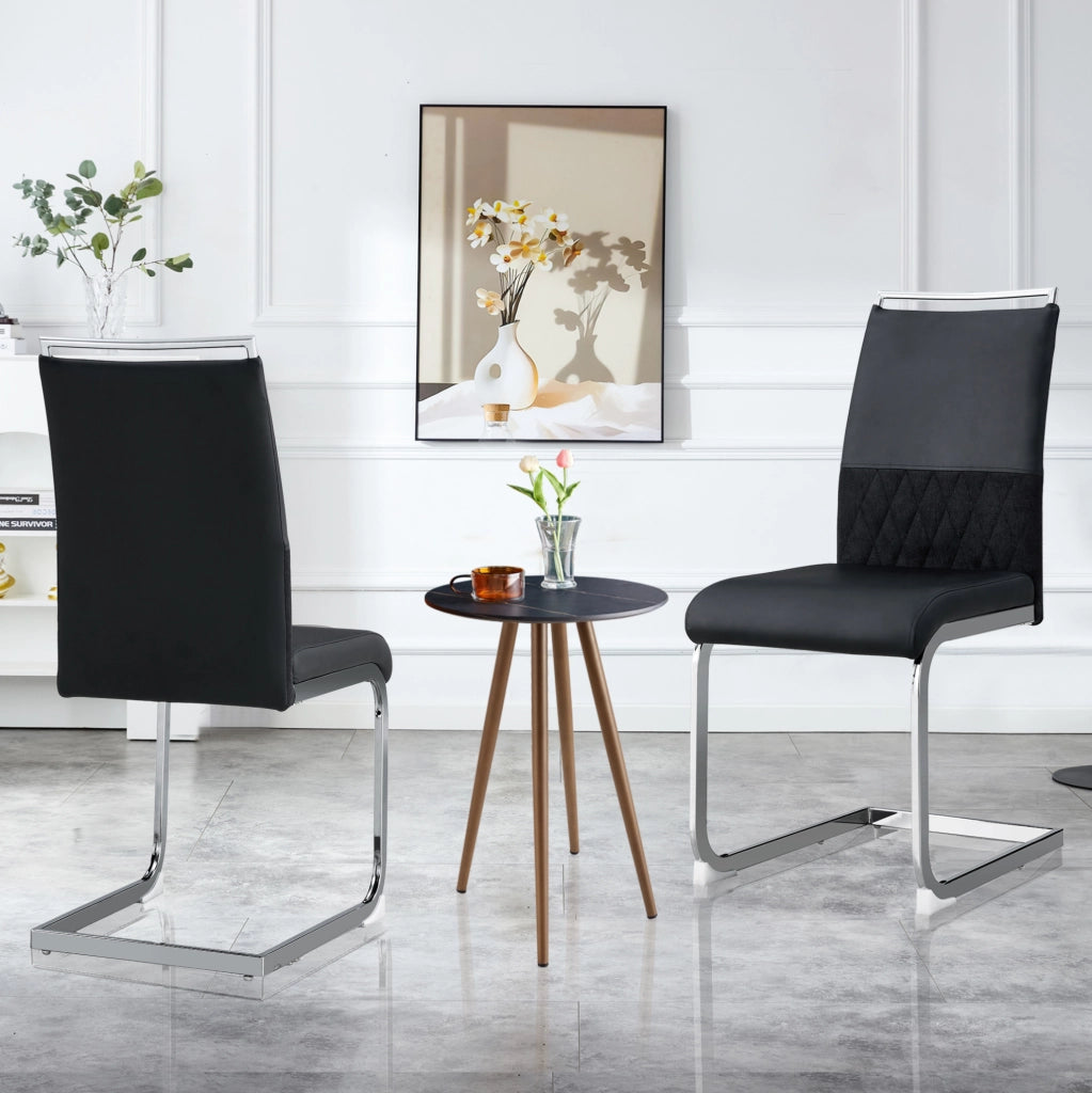 Sedia moderna ergonomica con schienale in PU e lino; seduta imbottita 42x45 cm; nera