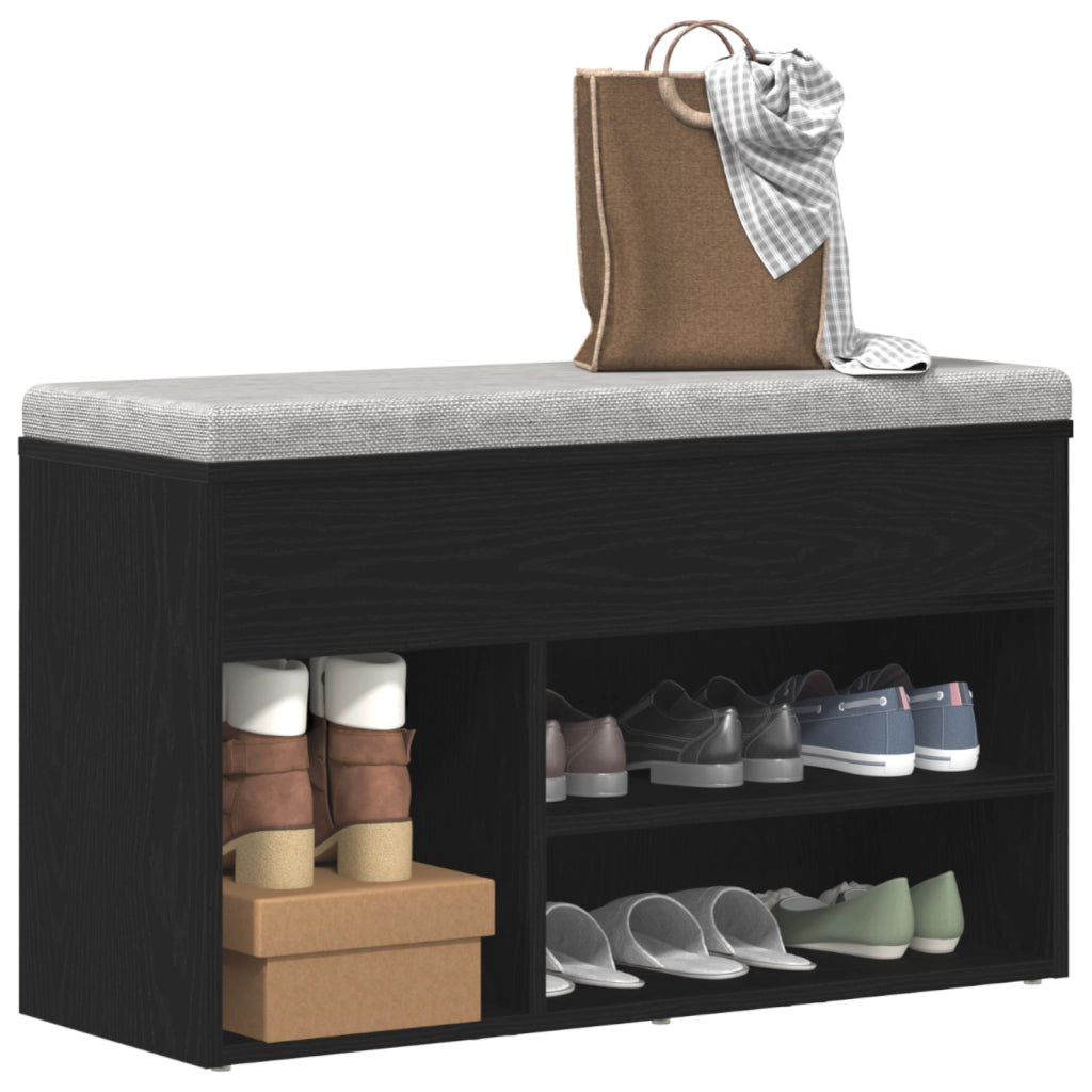 Panca da ingresso  nera in rovere 60x30x45 cm in legno